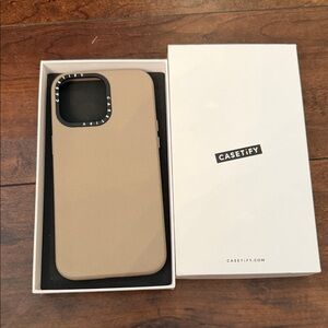 Casetify Tan Leather Phone Case with Black Camera Trim